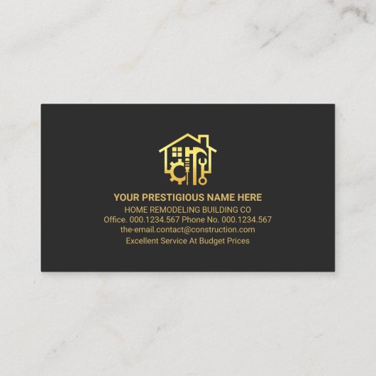 Gold Handyman Tools Special Line Visitenkarte (Rückseite)