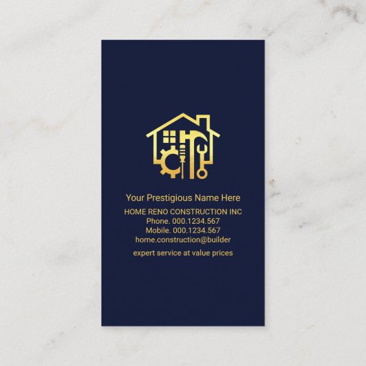 Gold Handyman Tools Tree Visitenkarte (Rückseite)