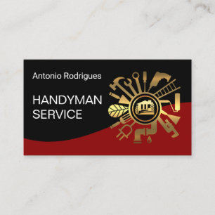 Gold Handyman Werkzeuge Rote Welle Visitenkarte