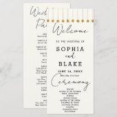Gold Hanging Stars Off White Wedding Programm (Vorne/Hinten)