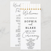 Gold Hanging Stars White Wedding Programm (Vorne/Hinten)