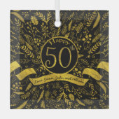 Gold Happy 50th Wedding Anniversary Ornament Aus Glas (Vorderseite)