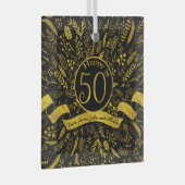 Gold Happy 50th Wedding Anniversary Ornament Aus Glas (Vorderseite Rechts)