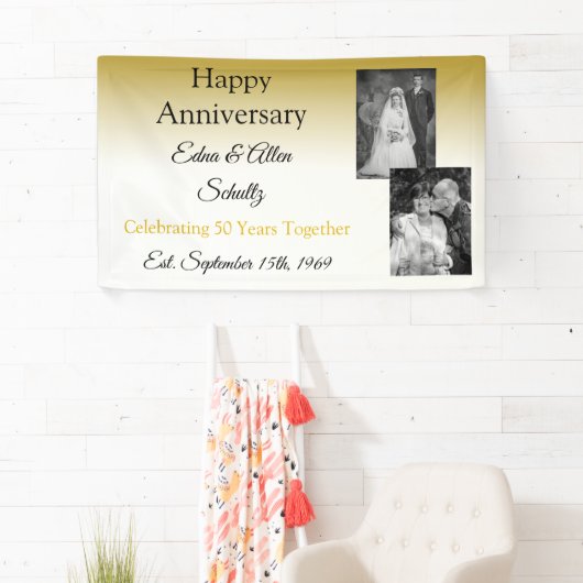 Gold Happy Anniversary Banner (Insitu)