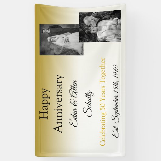 Gold Happy Anniversary Banner (Vertikal)