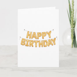 Gold Happy Birthday Balloon Card Karte