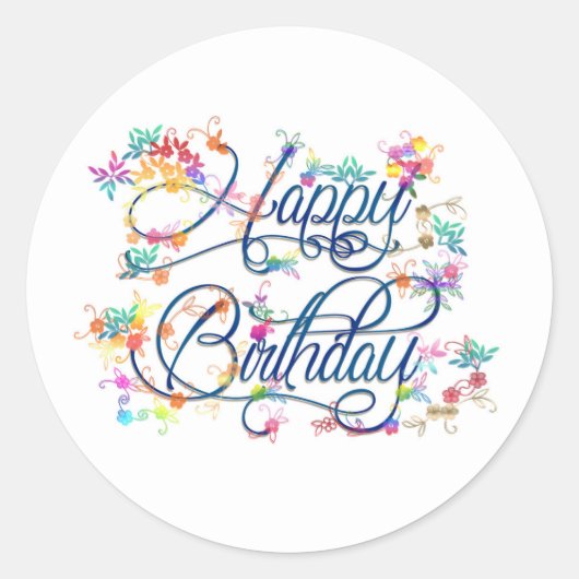 Gold Happy Birthday Classic Round Sticker (Vorderseite)