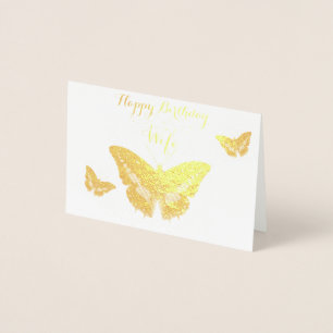 Gold Happy Birthday Ehefrau Foil Card Folienkarte