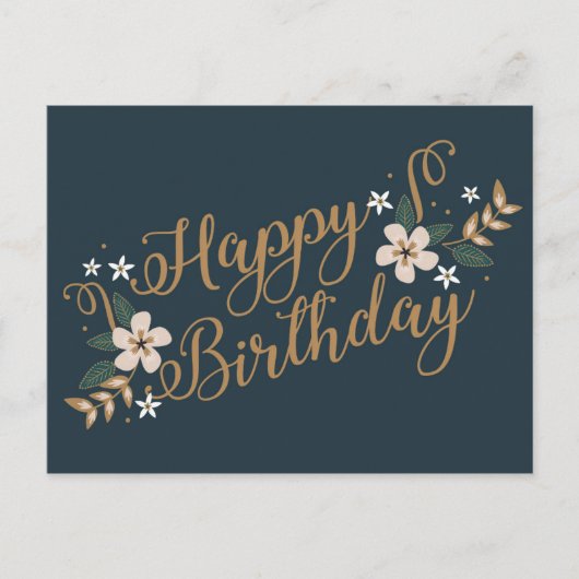 Gold Happy Birthday Postkarte (Vorderseite)