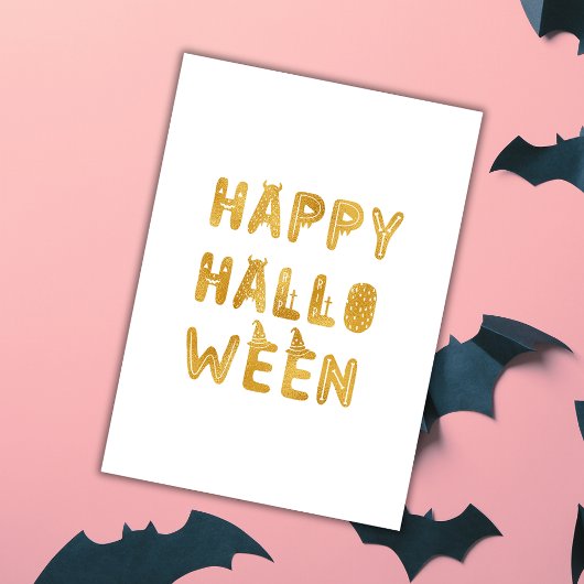 Gold Happy Halloween Card Karte