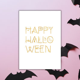 Gold Happy Halloween Card Karte