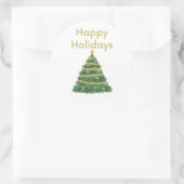Gold Happy Holidays and Christmas Tree Runder Aufkleber (Tasche)