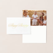 Gold Happy Holidays Christmas photo folded Folienkarte (Anzeige)
