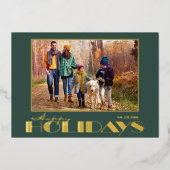 Gold Happy Holidays Foto Folien Feiertagskarte (Vorderseite)