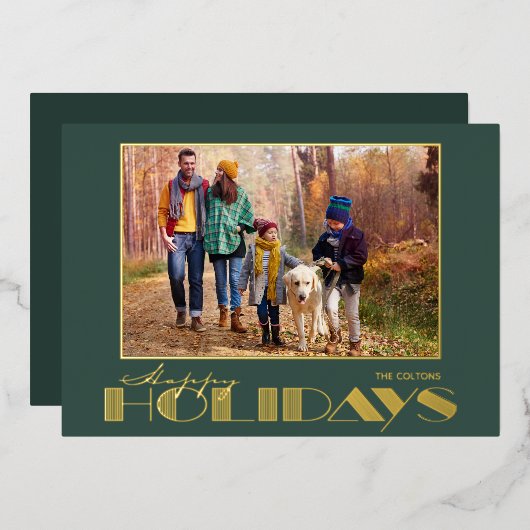 Gold Happy Holidays Foto Folien Feiertagskarte (Vorderseite/Rückseite)