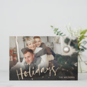 Gold Happy Holidays Foto Holiday Card (Stehend Vorderseite)