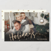 Gold Happy Holidays Foto Holiday Card (Vorne/Hinten)