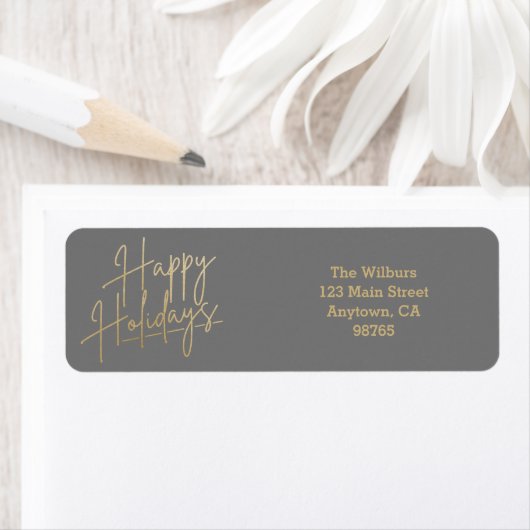 Gold Happy Holidays Grey Return Address (Insitu)