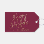 Gold Happy Holidays Luxe Burgundy Geschenkanhänger (Vorderseite (Horizontal))