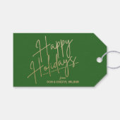 Gold Happy Holidays Luxe Green Geschenkanhänger (Vorderseite (Horizontal))