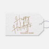 Gold Happy Holidays Luxe White Geschenkanhänger (Vorderseite (Horizontal))