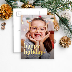 Gold Happy Holidays Postcard Folien Feiertagspostkarte