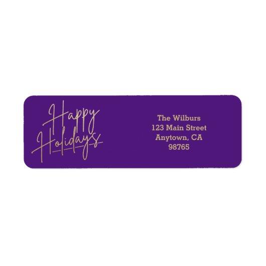 Gold Happy Holidays Purple Return Address (Vorne)