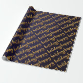 Gold Happy Holidays Script Deep Blue Navy Geschenkpapier (Ungerollt)