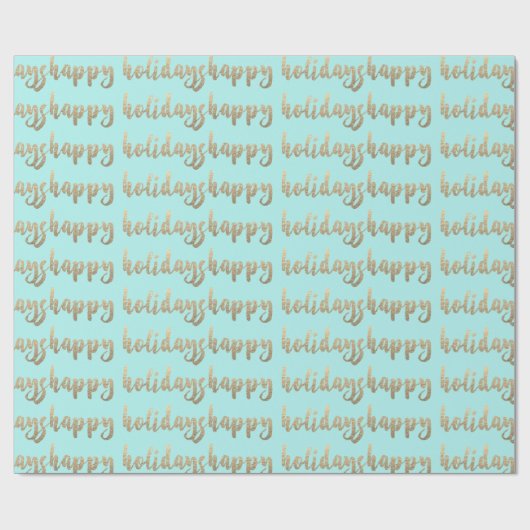 Gold Happy Holidays Script Pastel Mint Tiffany Geschenkpapier (Flach)