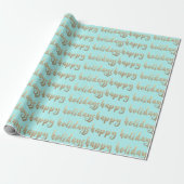 Gold Happy Holidays Script Pastel Mint Tiffany Geschenkpapier (Ungerollt)