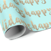 Gold Happy Holidays Script Pastel Mint Tiffany Geschenkpapier (Rolleneckpunkt)