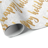 Gold Happy Holidays Script Silver Gray White Geschenkpapier (Rolleneckpunkt)