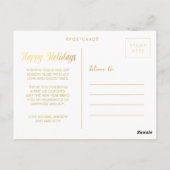 Gold Happy Holidays Xmas Script Foto Postkarte (Rückseite)