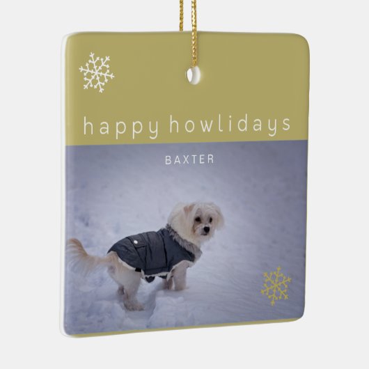 Gold Happy Howlidays Fügen Sie Ihr Foto Haustier O Keramikornament (Rechts)
