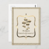 Gold Happy Jubiläum Postkarte (Vorne/Hinten)