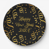 Gold Happy New Year Custom Wording Confetti Pappteller (Vorderseite)