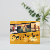 Gold Happy New Year Foto Collage Postkarte (Stehend Vorderseite)