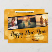 Gold Happy New Year Foto Collage Postkarte (Vorne/Hinten)