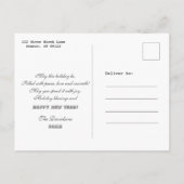 Gold Happy New Year Pine Custom Foto Einladungspostkarte (Rückseite)