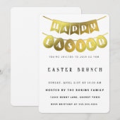 Gold Happy Oaster Einladung (Vorne/Hinten)