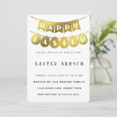 Gold Happy Oaster Einladung (Stehend Vorderseite)