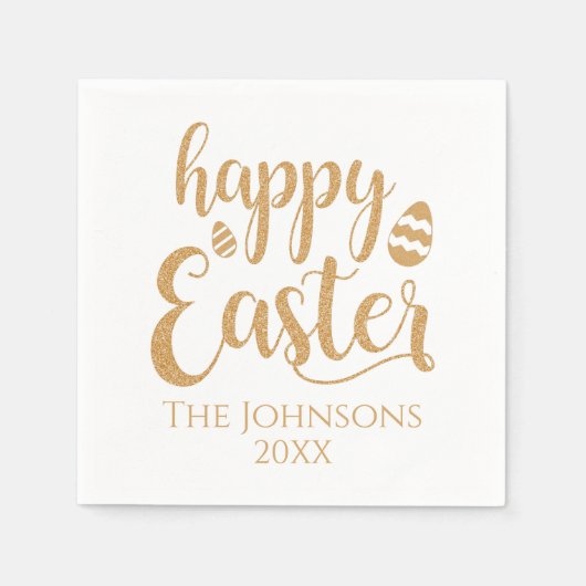 Gold Happy Osterurlaub Papier Napkins Custom Serviette (Vorderseite)