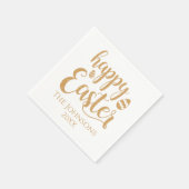 Gold Happy Osterurlaub Papier Napkins Custom Serviette (Ecke)