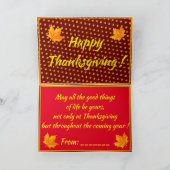 Gold Happy Thanksgiving Fall Feiertagskarte (Innenseite)