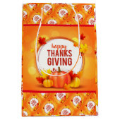 Gold Happy Thanksgiving Fall Geschenk Mittlere Geschenktüte (Vorderseite)