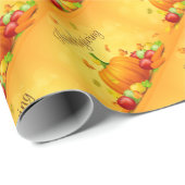 Gold Happy Thanksgiving Pumpkin Geschenkpapier (Rolleneckpunkt)