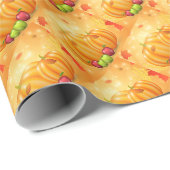Gold Happy Thanksgiving Pumpkin Geschenkpapier (Rolleneckpunkt)