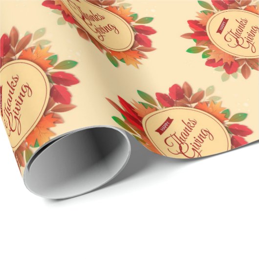 Gold Happy Thanksgiving Pumpkin Geschenkpapier (Rolleneckpunkt)