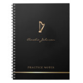 Gold Harp Elegantes Script Einfache Moderne Musike Notizblock (Vorderseite)