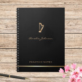 Gold Harp Elegantes Script Einfache Moderne Musike Notizblock